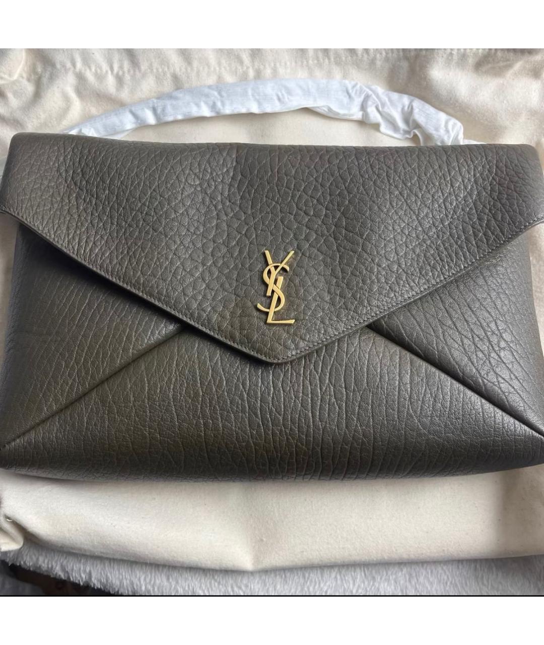 SAINT LAURENT Черная кожаная сумка с короткими ручками, фото 3