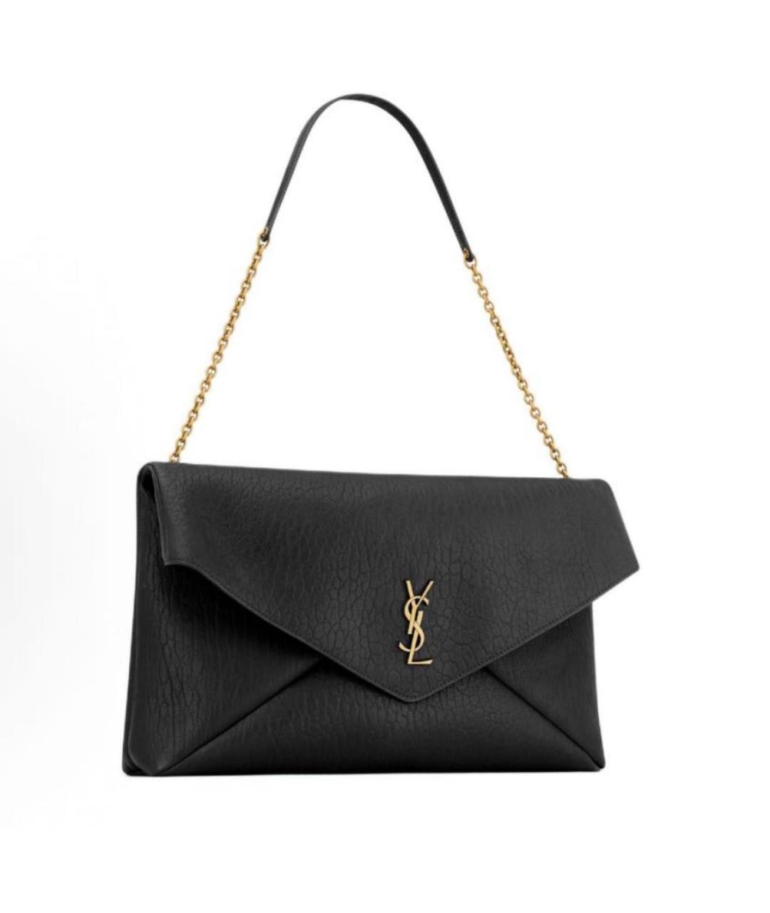 SAINT LAURENT Черная кожаная сумка с короткими ручками, фото 2