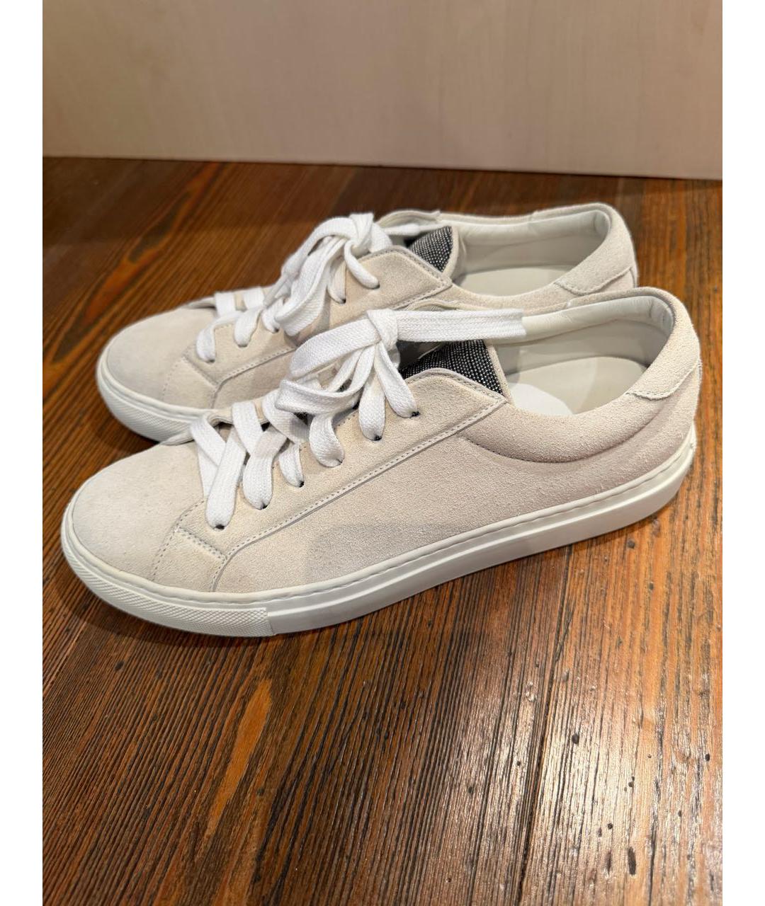 BRUNELLO CUCINELLI Бежевые замшевые кеды, фото 5