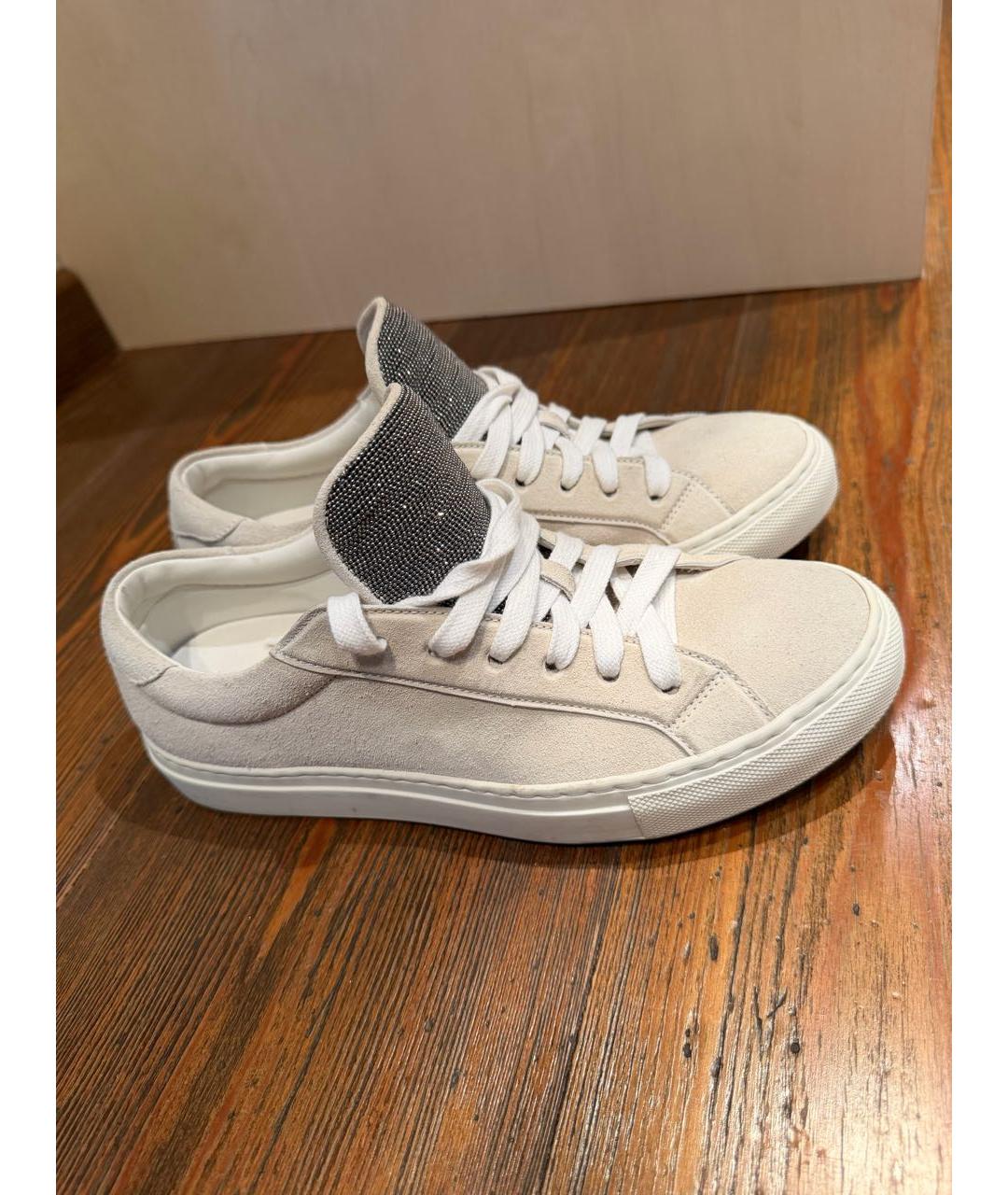 BRUNELLO CUCINELLI Бежевые замшевые кеды, фото 9