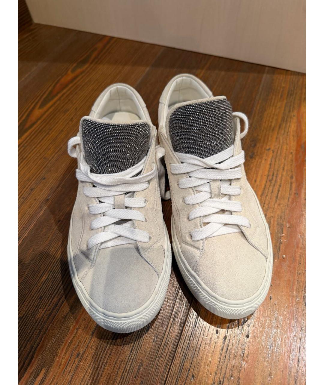 BRUNELLO CUCINELLI Бежевые замшевые кеды, фото 2