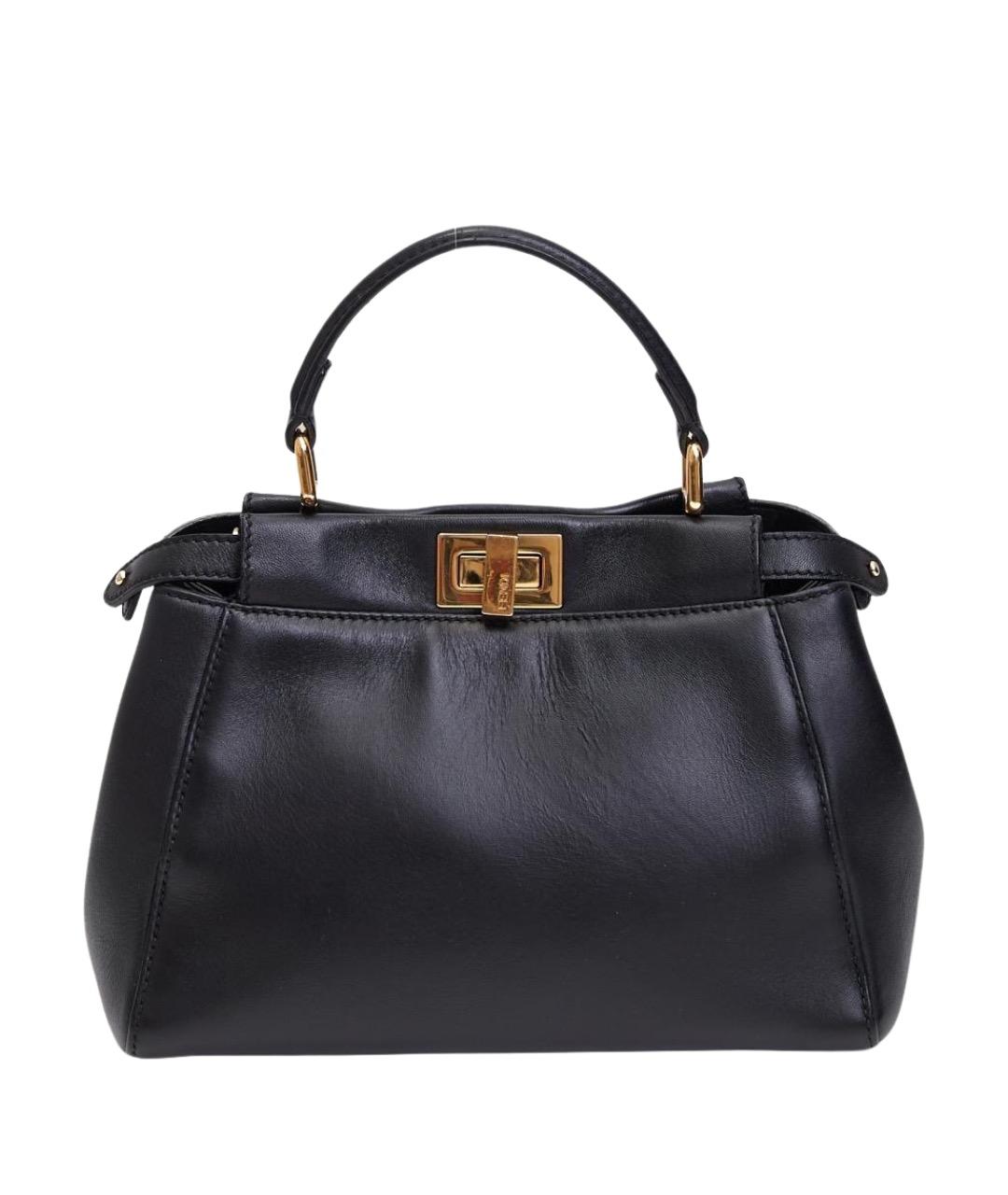 FENDI Черная кожаная сумка с короткими ручками, фото 1