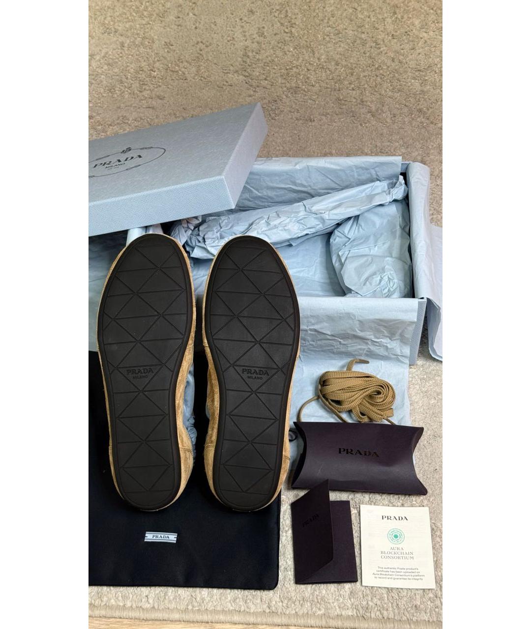 PRADA Коричневые замшевые кроссовки, фото 5