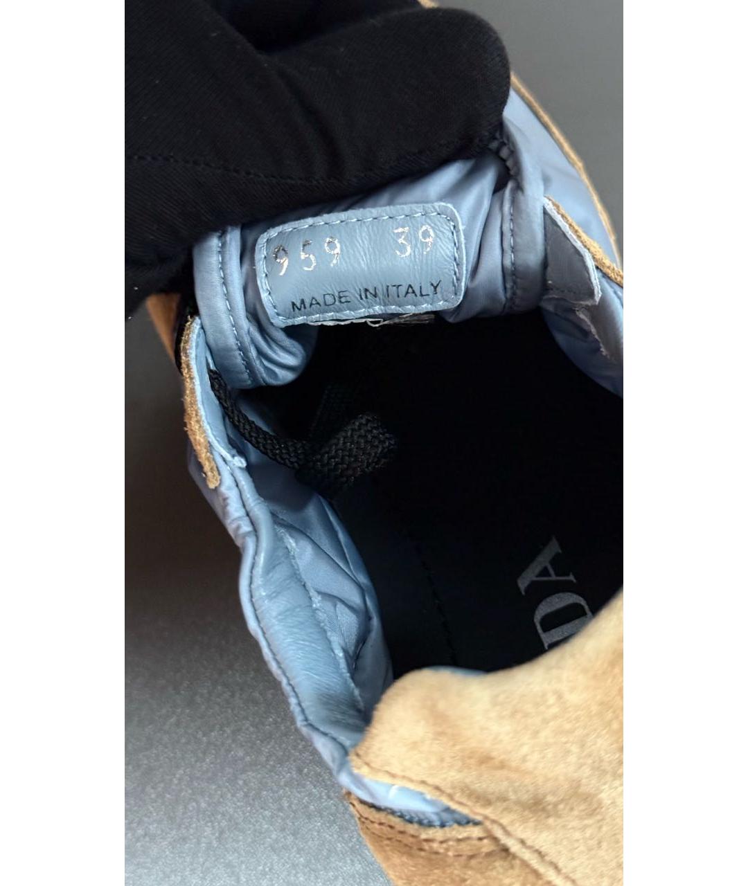 PRADA Коричневые замшевые кроссовки, фото 7