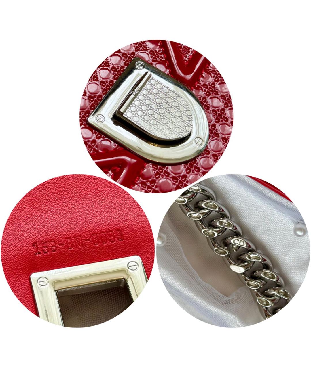 CHRISTIAN DIOR Красная сумка через плечо из лакированной кожи, фото 8