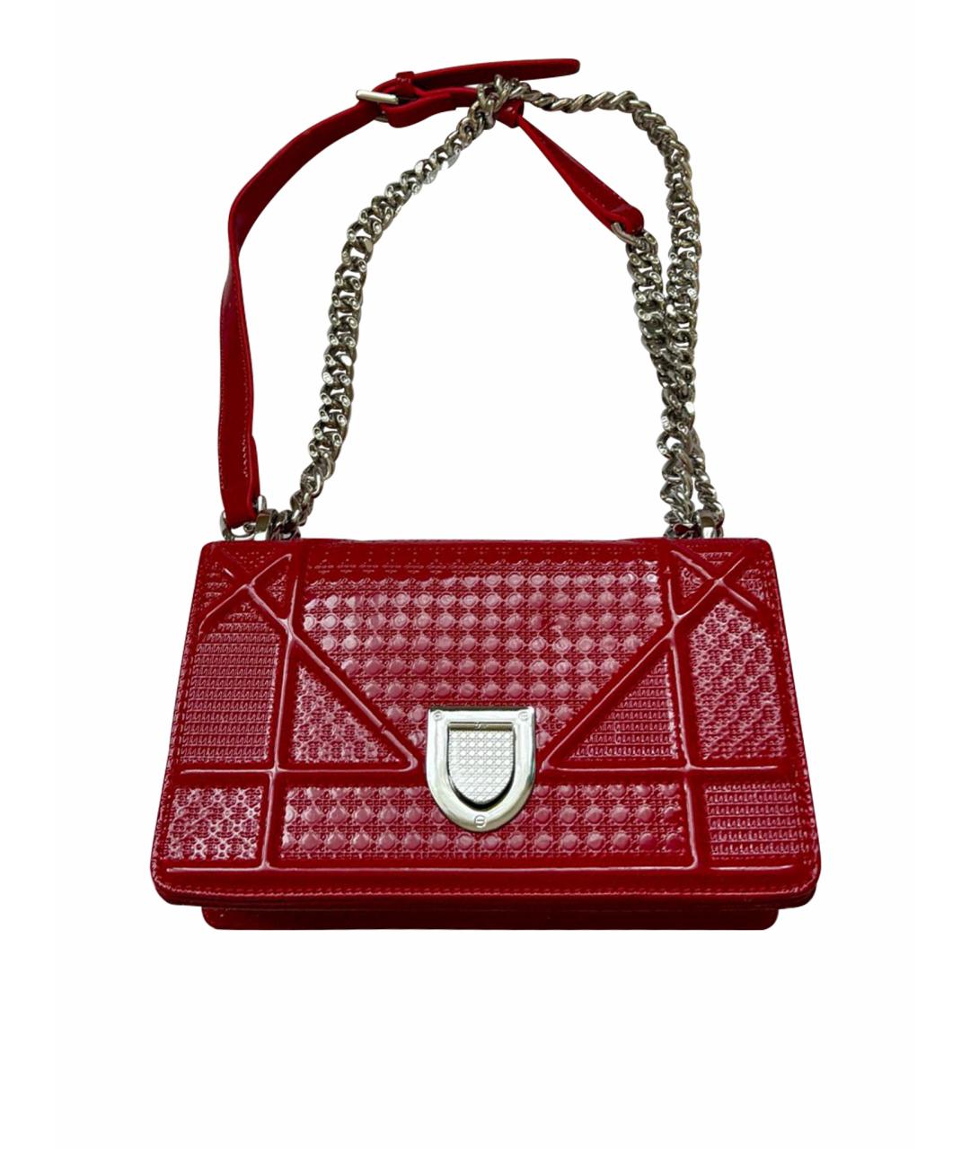 CHRISTIAN DIOR Красная сумка через плечо из лакированной кожи, фото 1