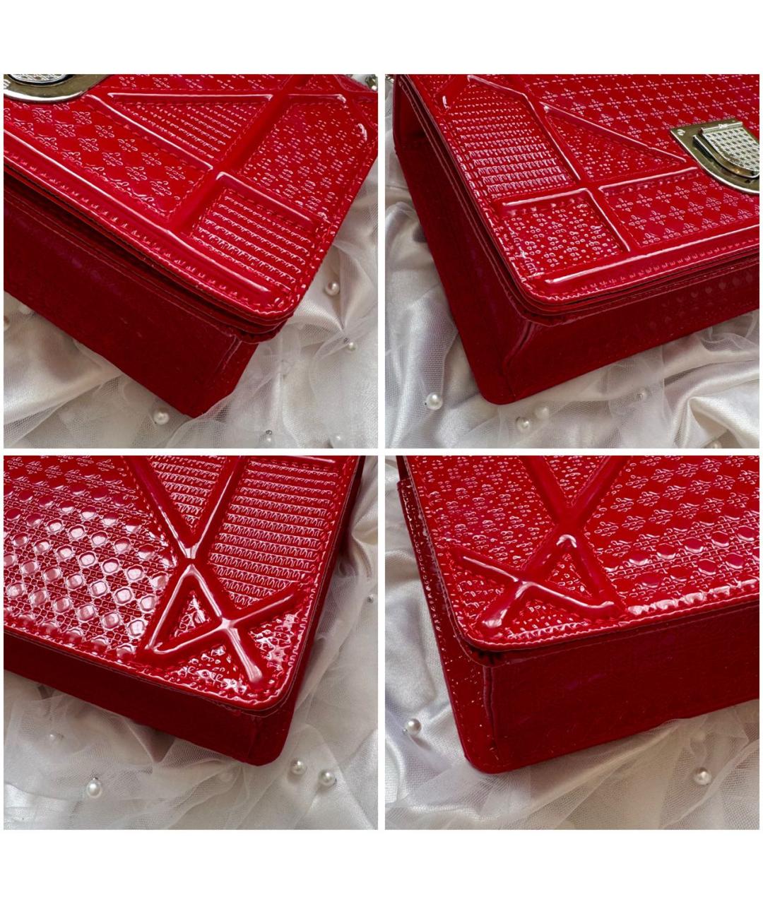 CHRISTIAN DIOR Красная сумка через плечо из лакированной кожи, фото 6