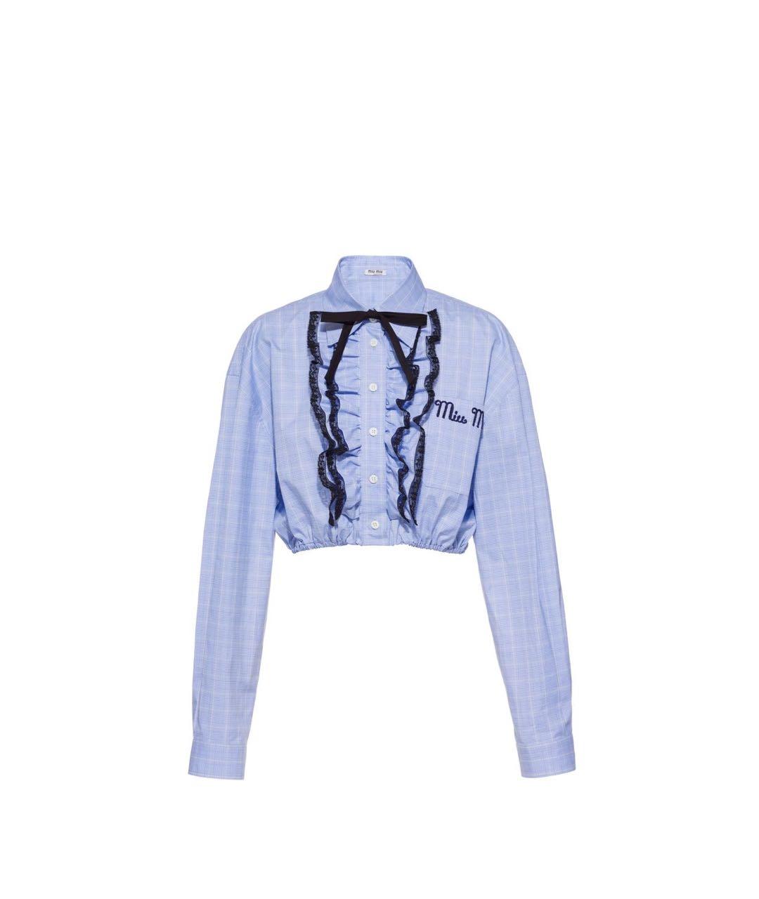 MIU MIU Голубая хлопковая рубашка, фото 8