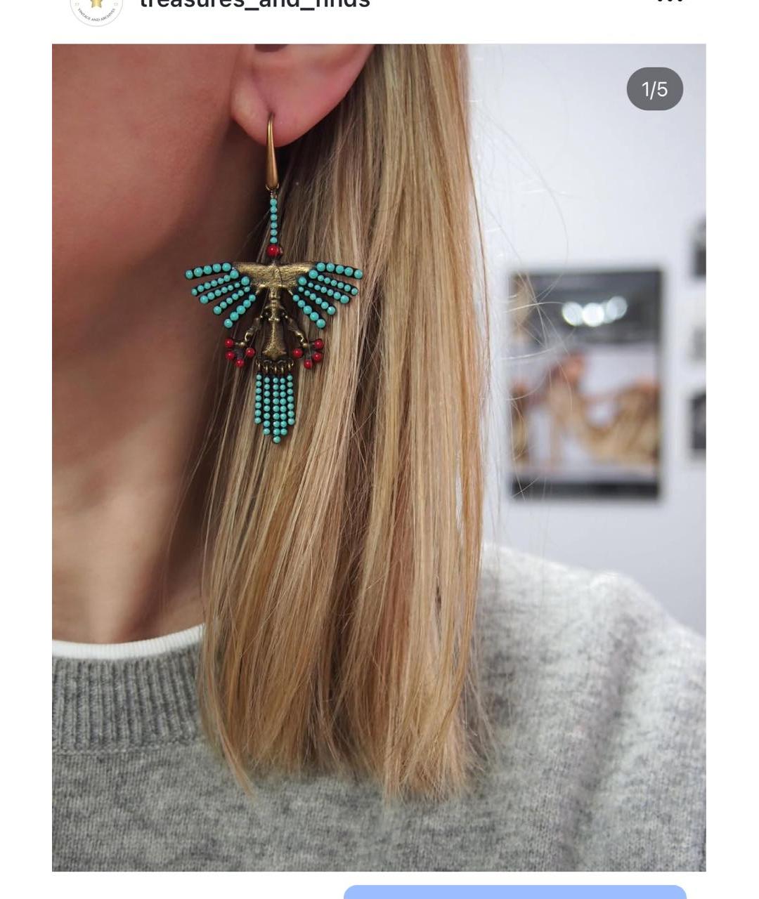 VALENTINO Бирюзовые металлические серьги, фото 2