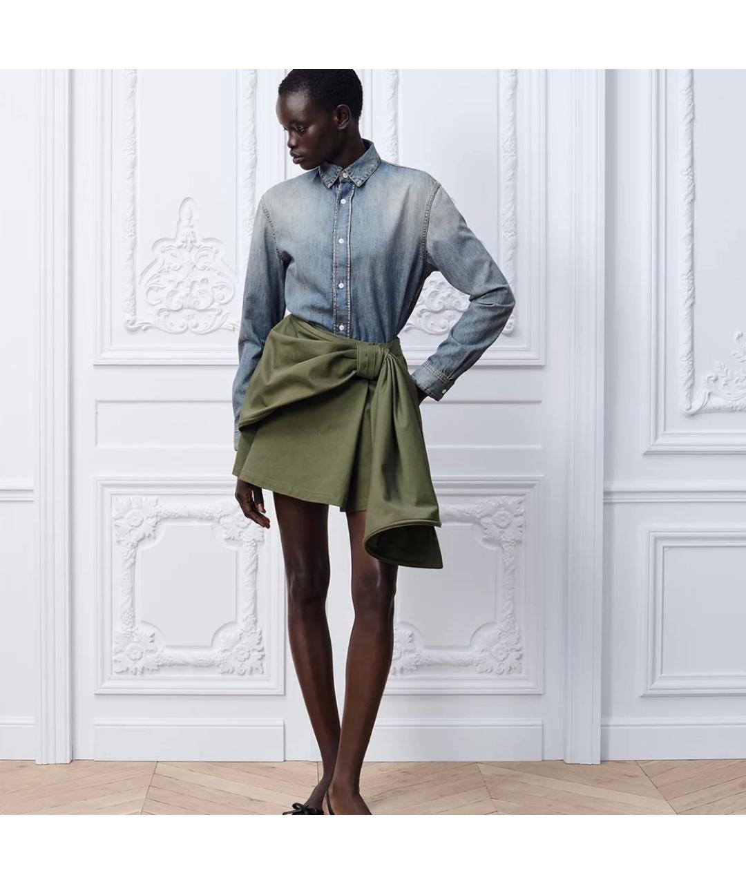 CHRISTIAN DIOR Хаки юбка мини, фото 2