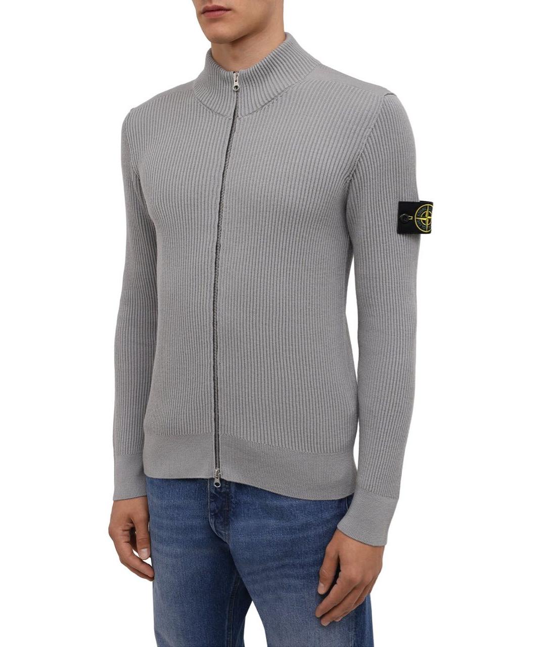 STONE ISLAND Серый шерстяной джемпер / свитер, фото 2