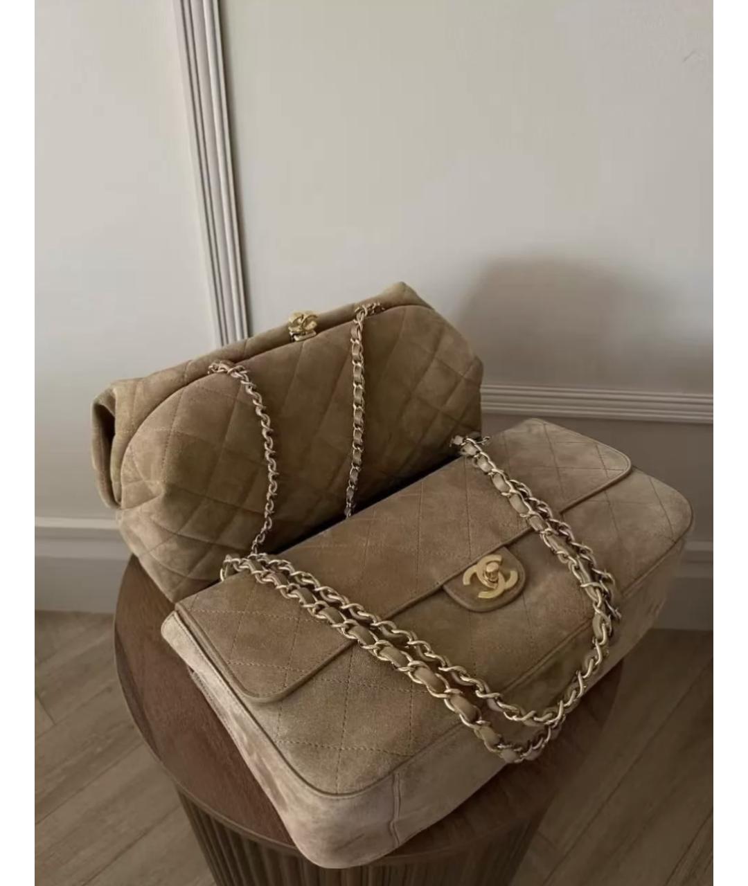 CHANEL Хаки замшевая сумка через плечо, фото 3