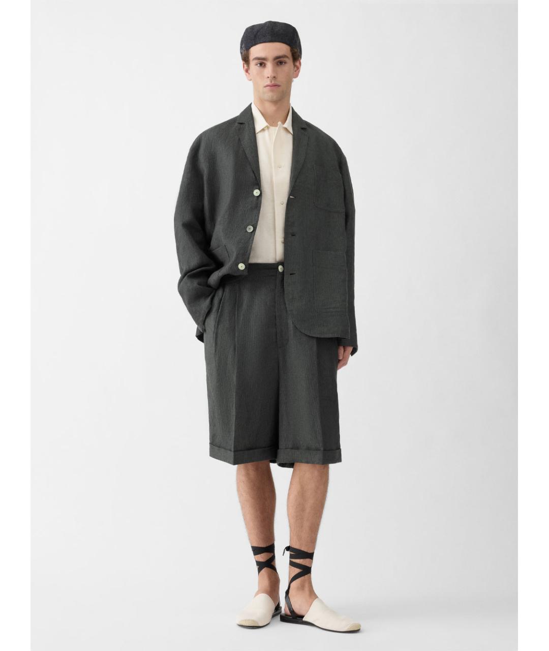 JACQUEMUS Серые льняные шорты, фото 2