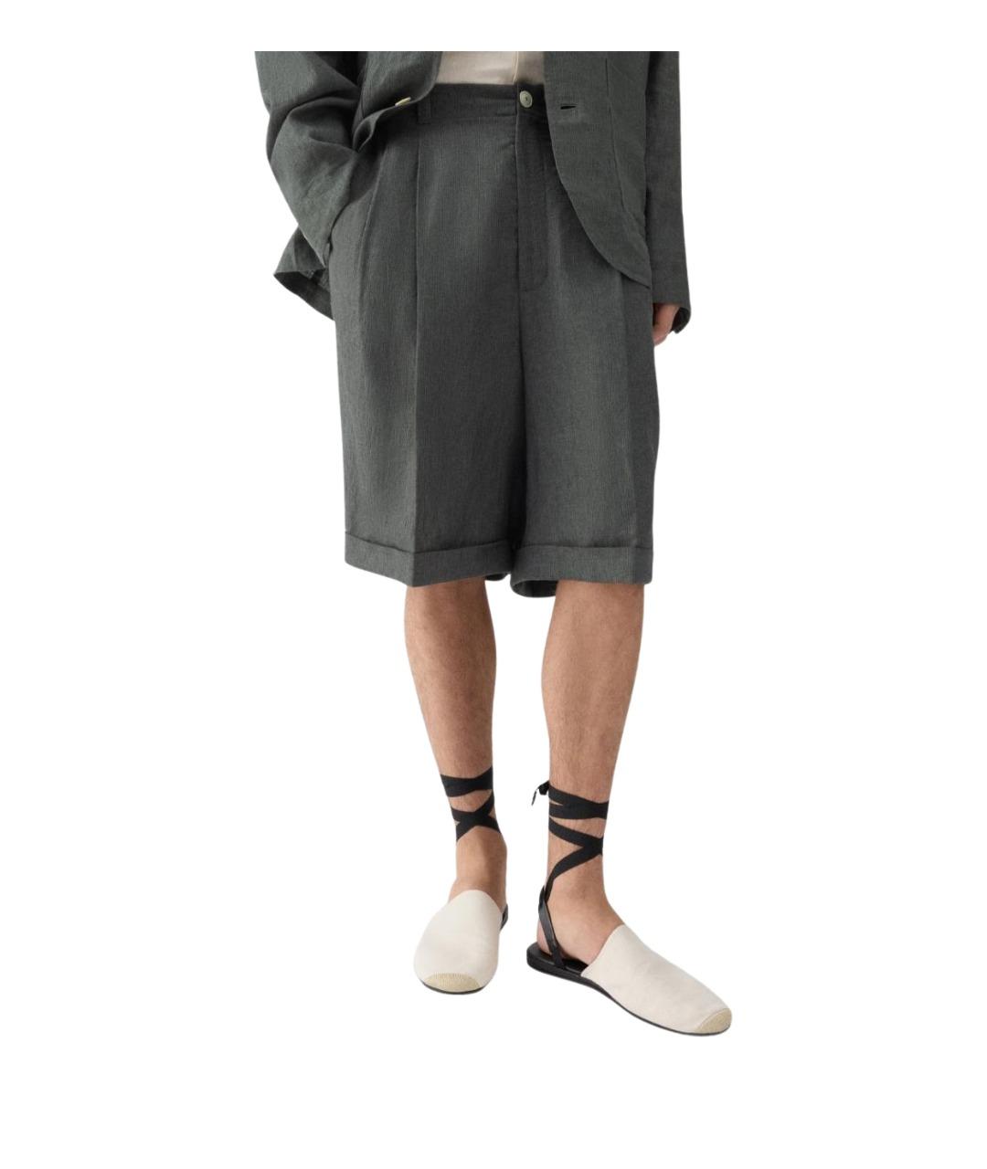 JACQUEMUS Серые льняные шорты, фото 4