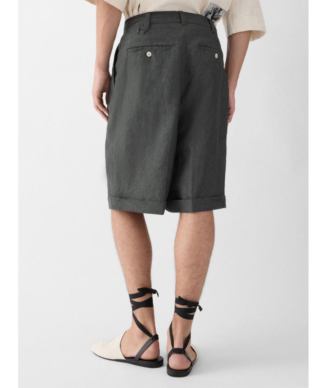 JACQUEMUS Серые льняные шорты, фото 3