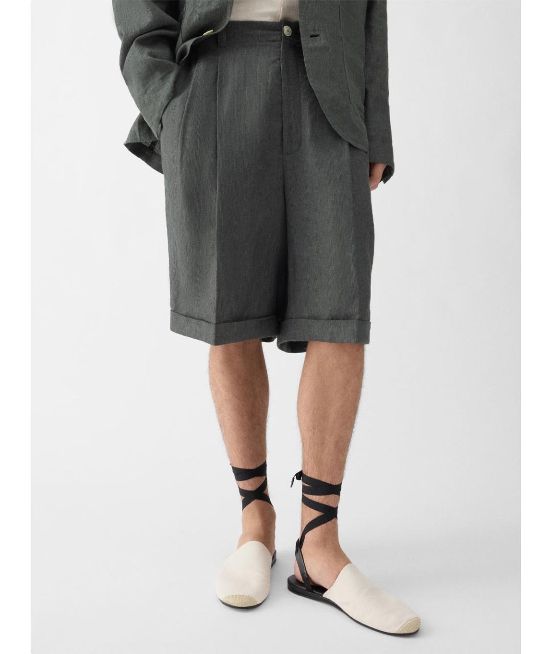 JACQUEMUS Серые льняные шорты, фото 4