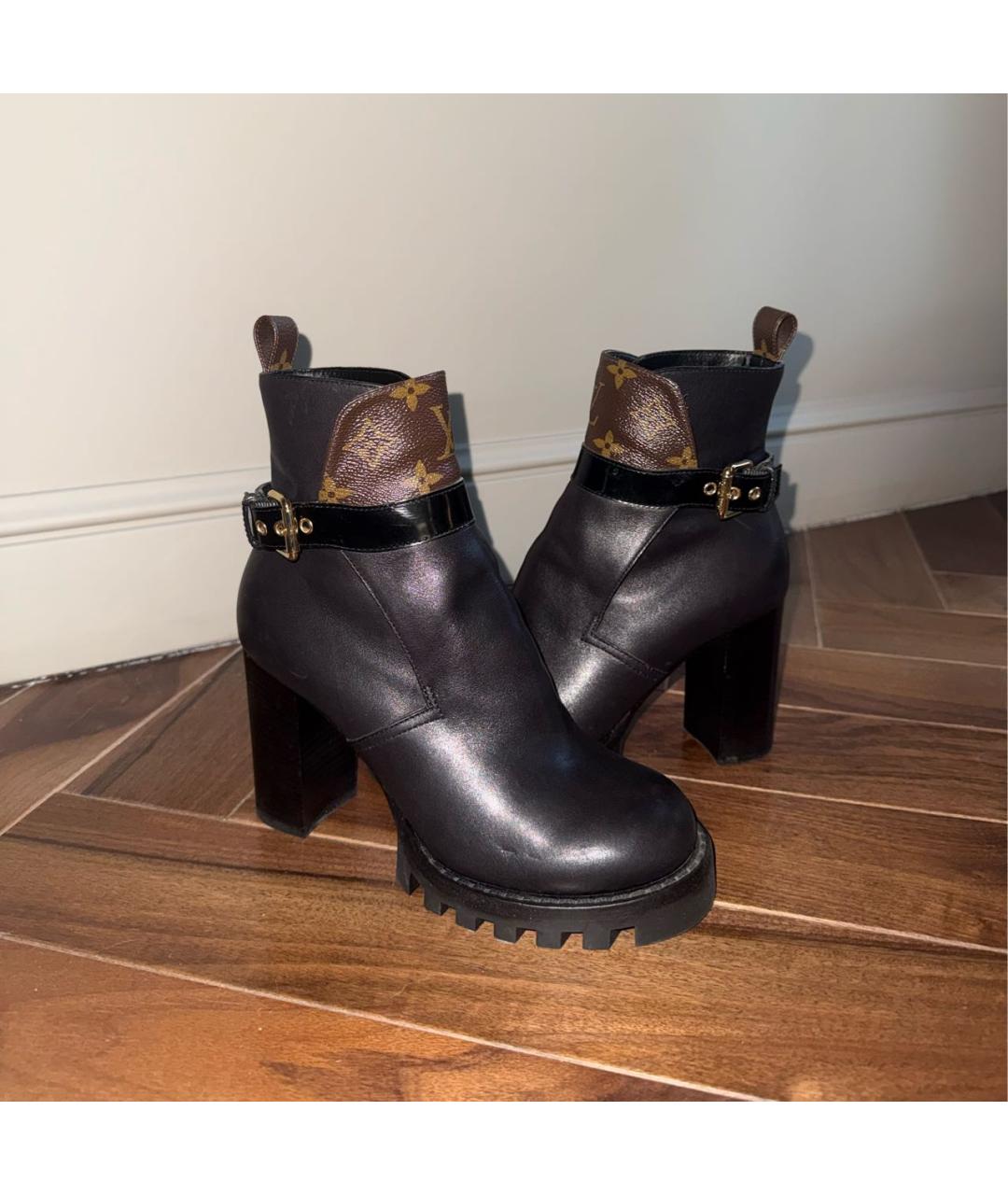 LOUIS VUITTON Черные кожаные сапоги, фото 5