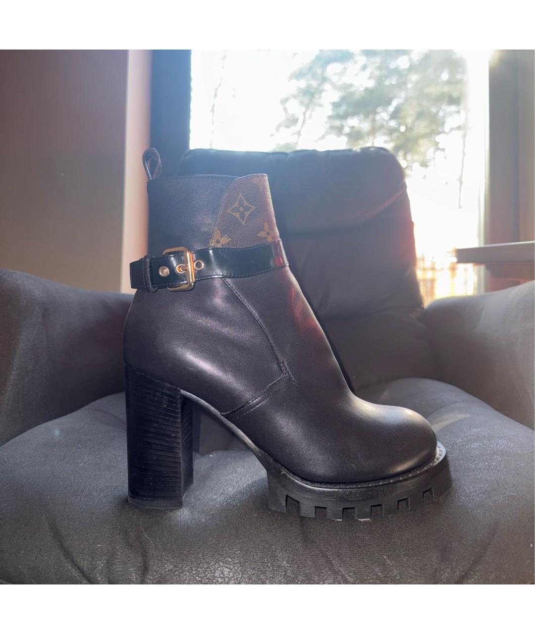 LOUIS VUITTON Черные кожаные сапоги, фото 6