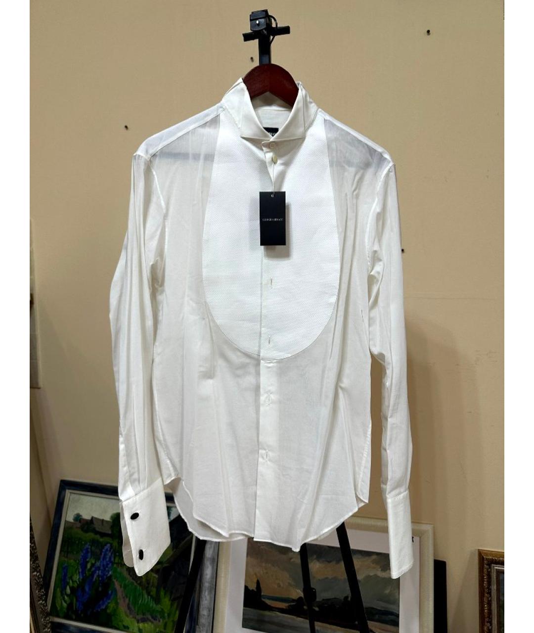 GIORGIO ARMANI Белая хлопковая классическая рубашка, фото 9