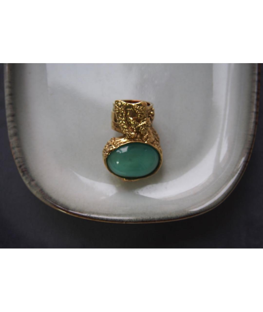 SAINT LAURENT Бирюзовое позолоченное кольцо, фото 2