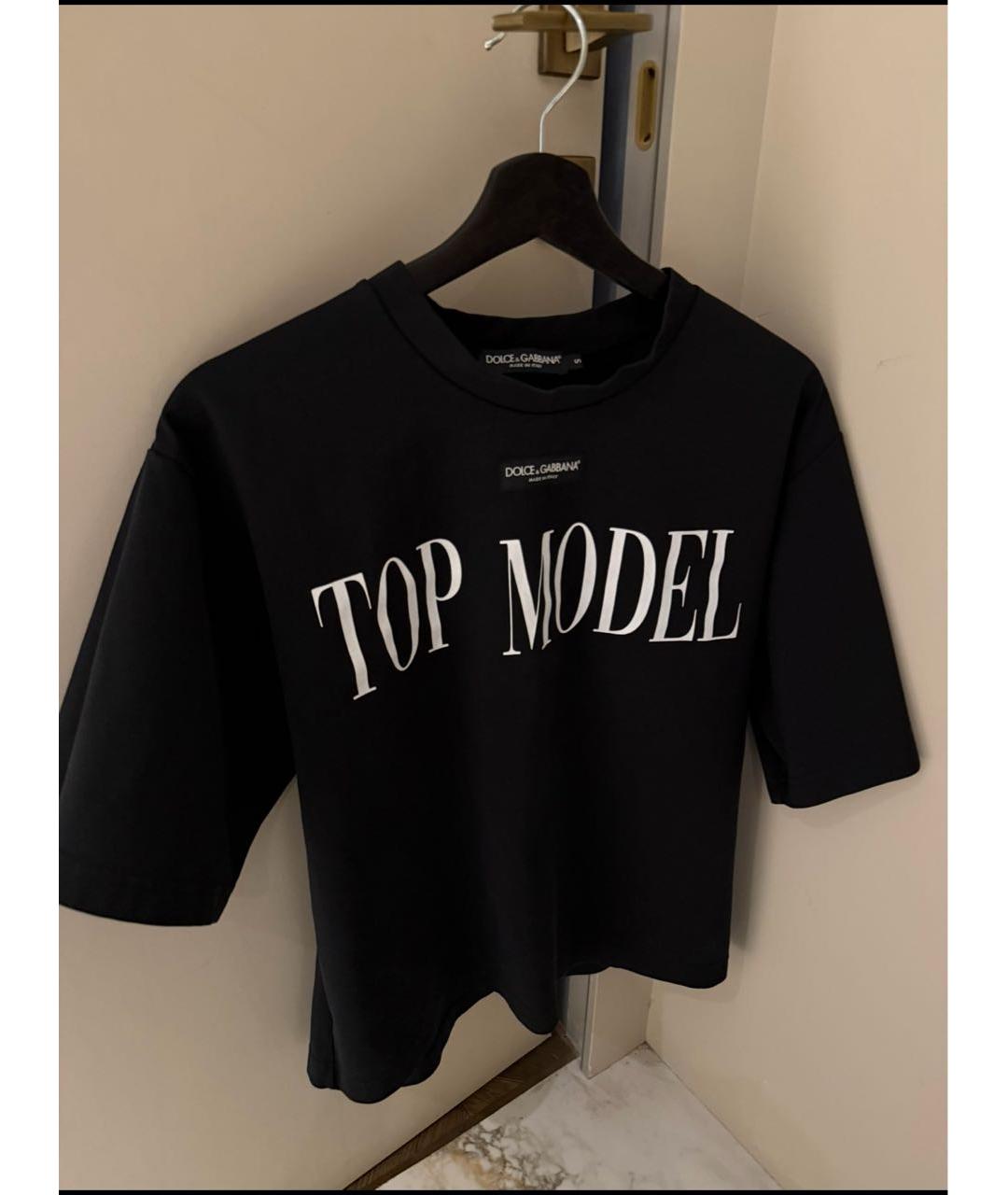 DOLCE&GABBANA Черная хлопко-эластановая футболка, фото 2