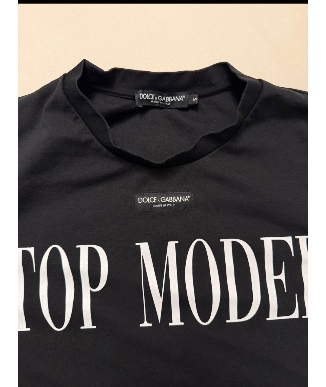 DOLCE&GABBANA Черная хлопко-эластановая футболка, фото 3