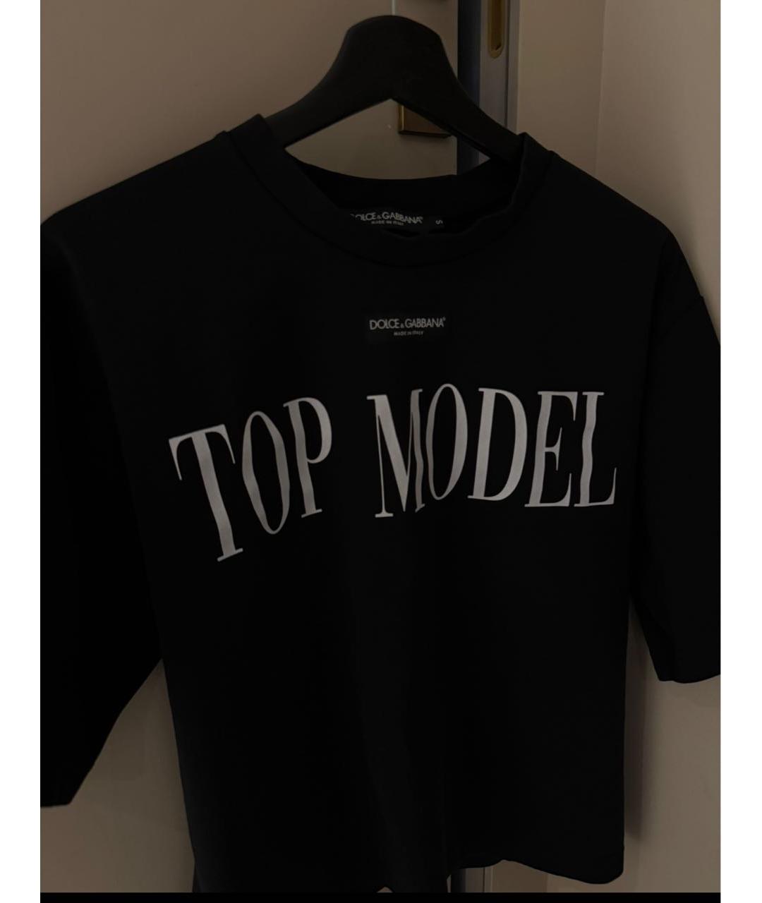 DOLCE&GABBANA Черная хлопко-эластановая футболка, фото 4