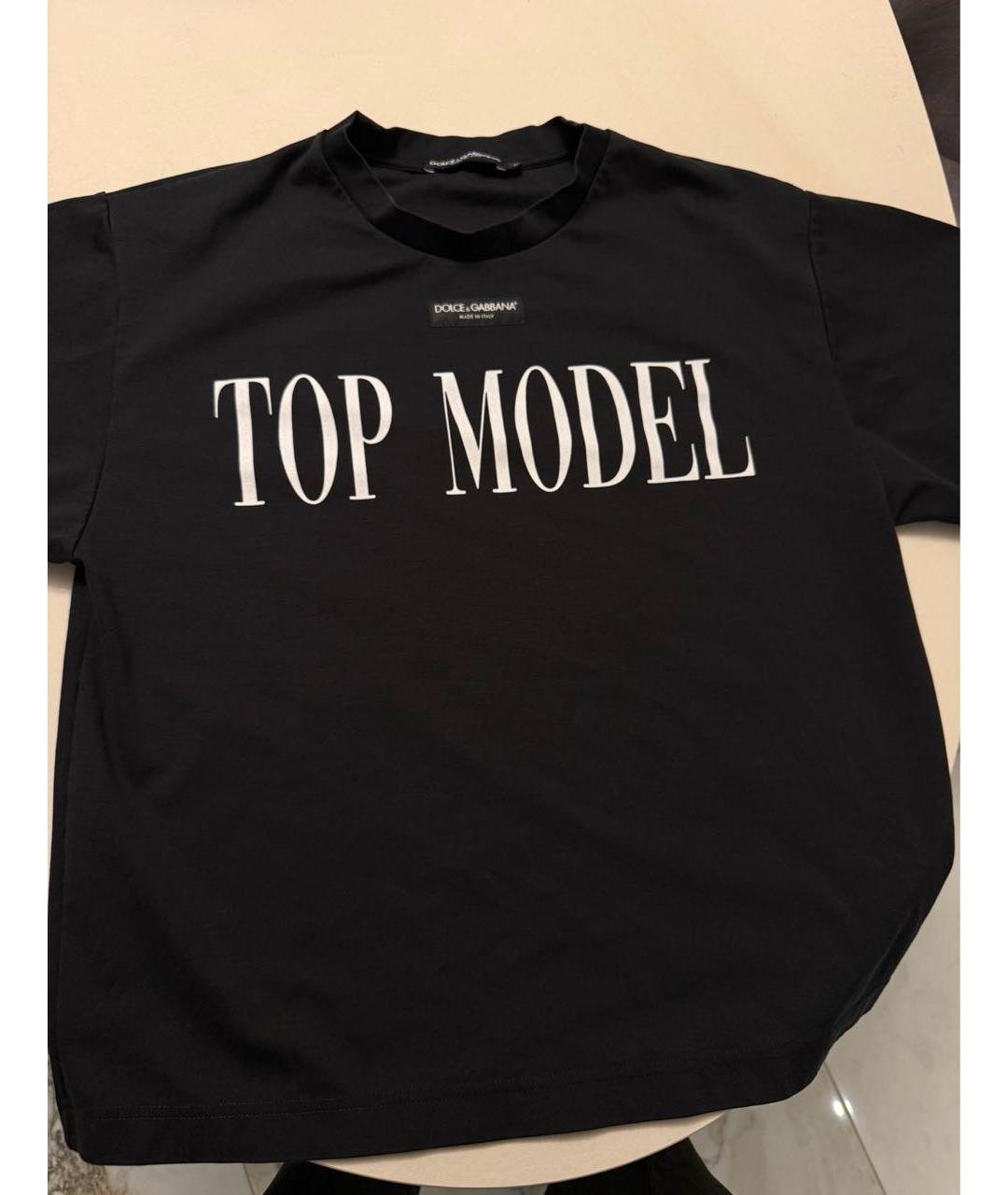 DOLCE&GABBANA Черная хлопко-эластановая футболка, фото 6