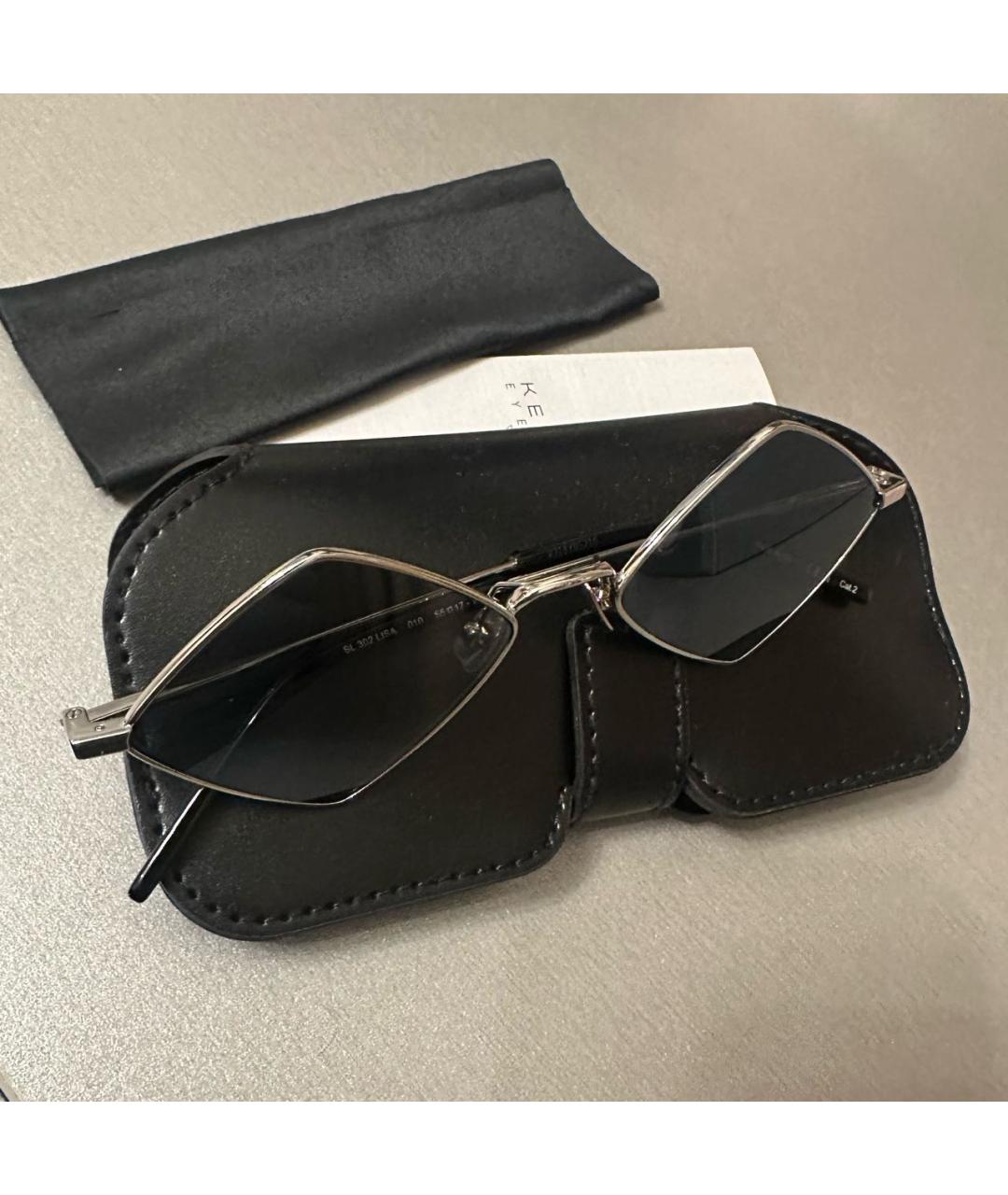 SAINT LAURENT Серые металлические солнцезащитные очки, фото 3