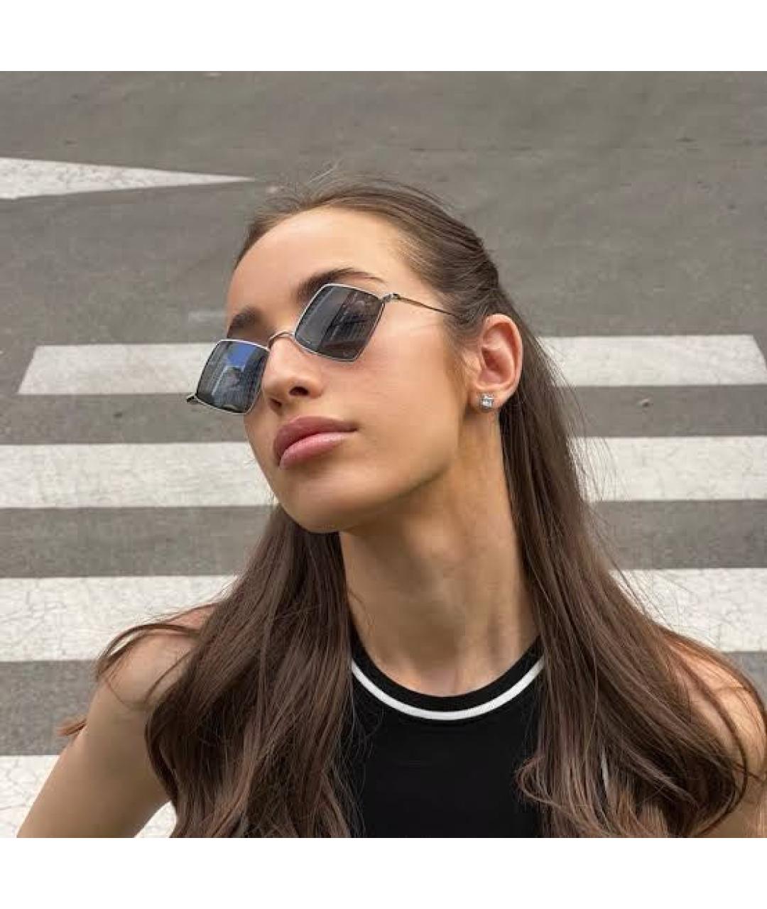 SAINT LAURENT Серые металлические солнцезащитные очки, фото 2