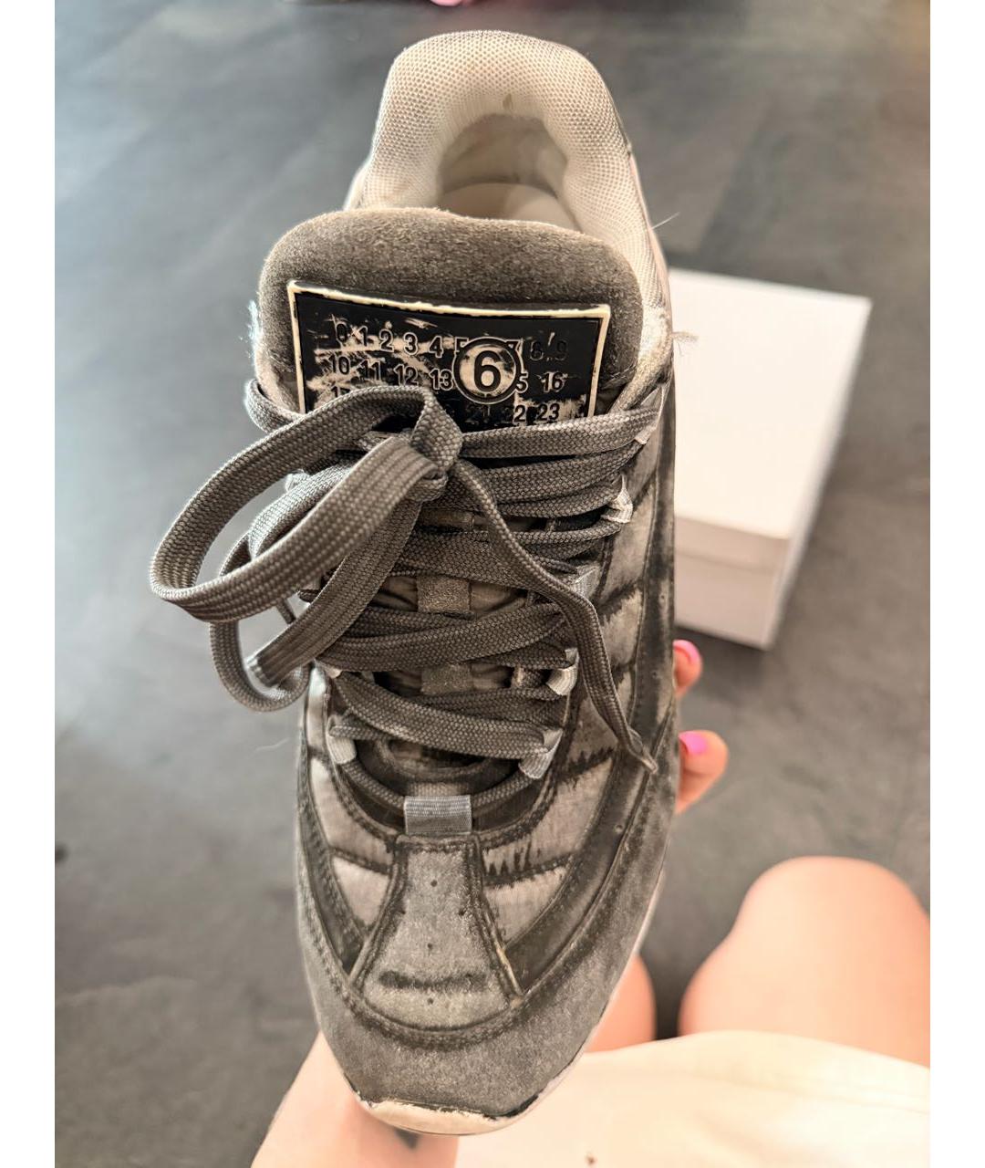 MM6 MAISON MARGIELA Серые кожаные кроссовки, фото 4