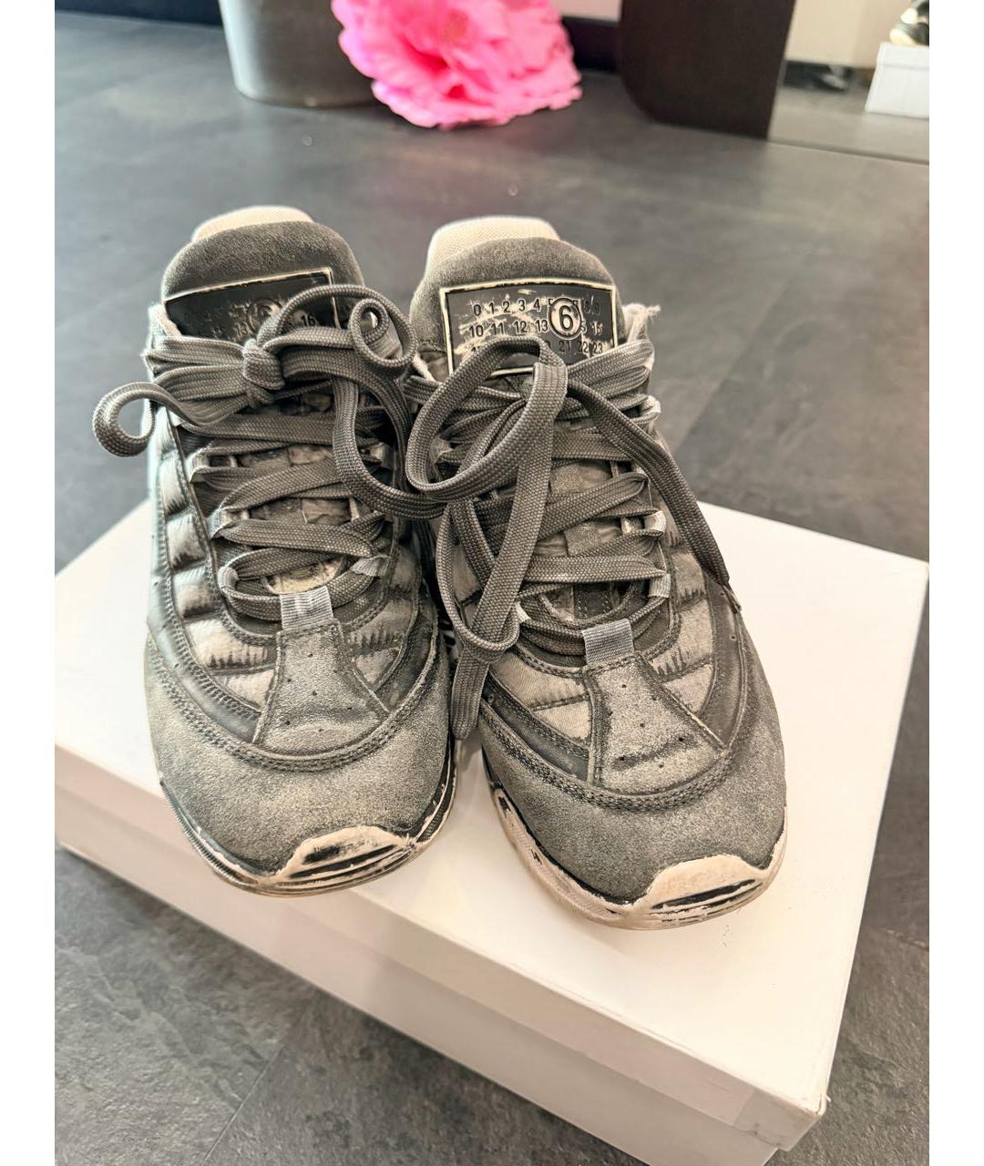 MM6 MAISON MARGIELA Серые кожаные кроссовки, фото 2