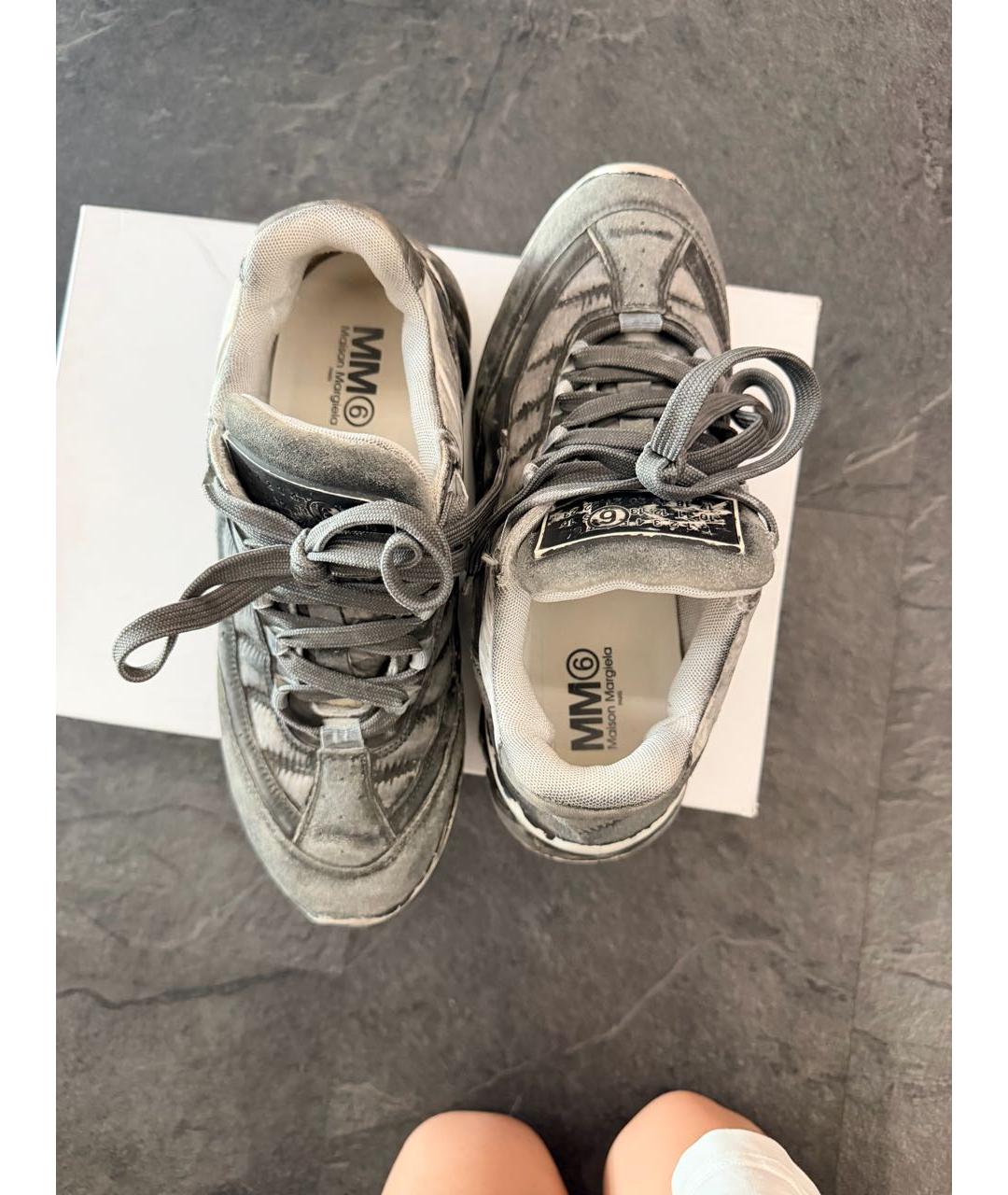 MM6 MAISON MARGIELA Серые кожаные кроссовки, фото 3