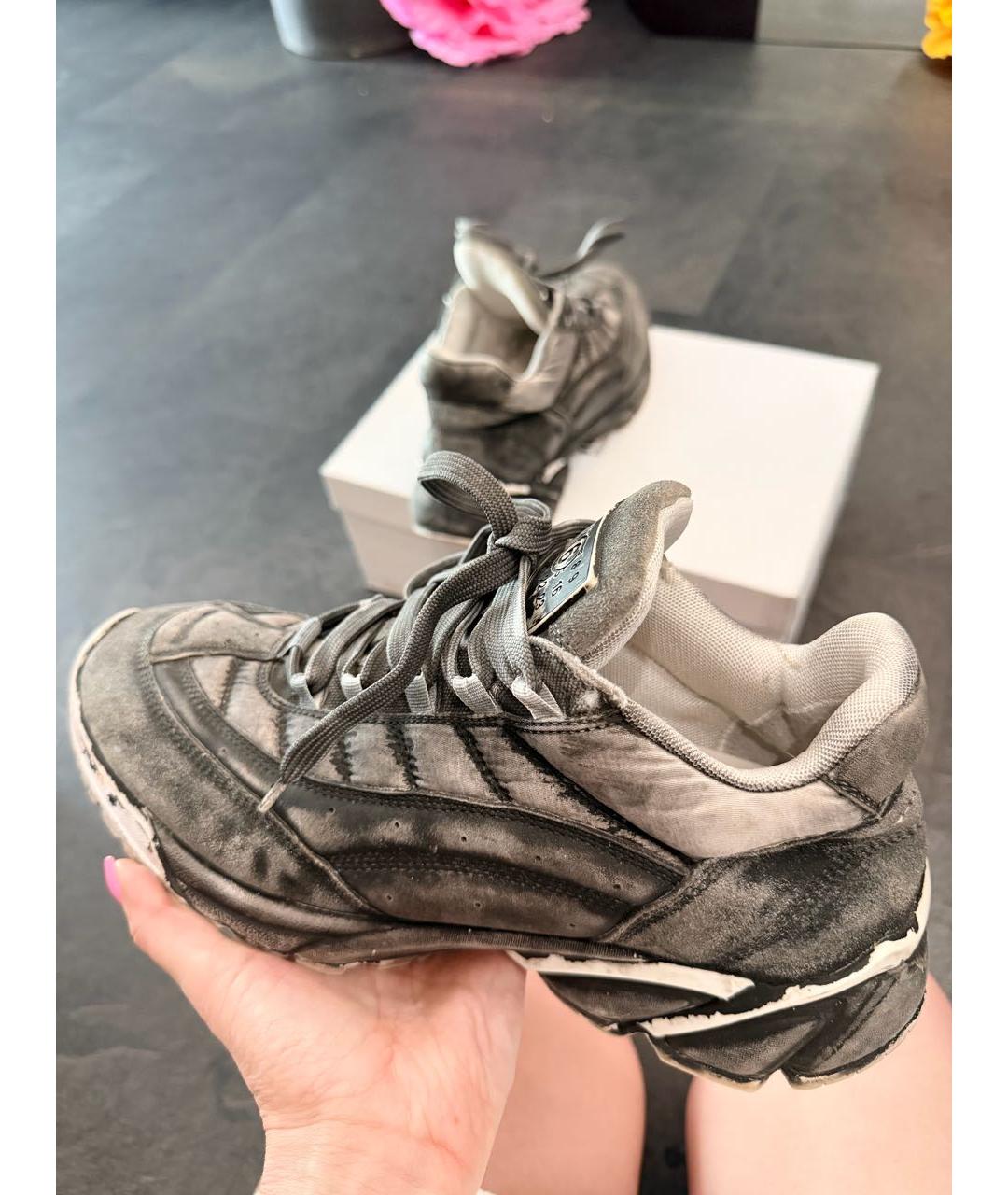 MM6 MAISON MARGIELA Серые кожаные кроссовки, фото 7