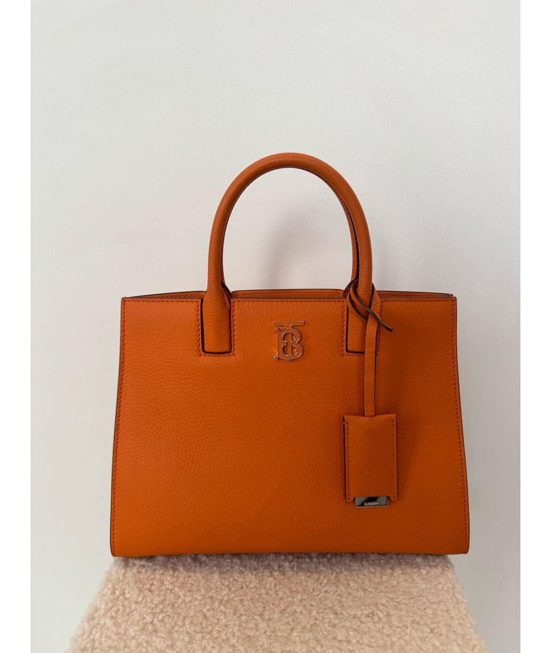 BURBERRY Оранжевая кожаная сумка тоут, фото 9