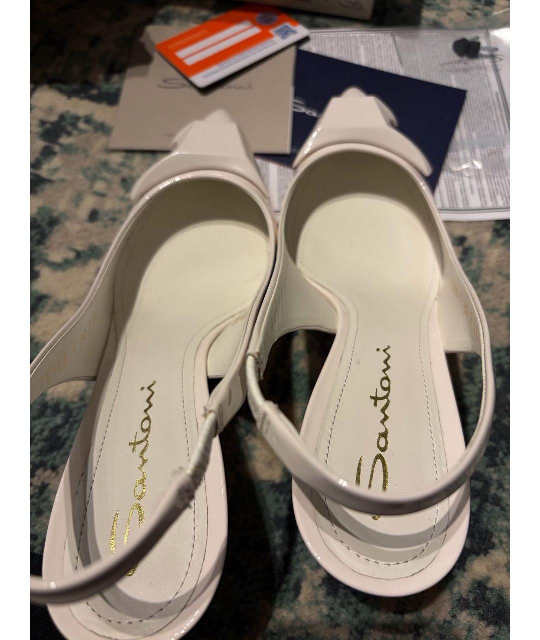 SANTONI Белые туфли из лакированной кожи, фото 6