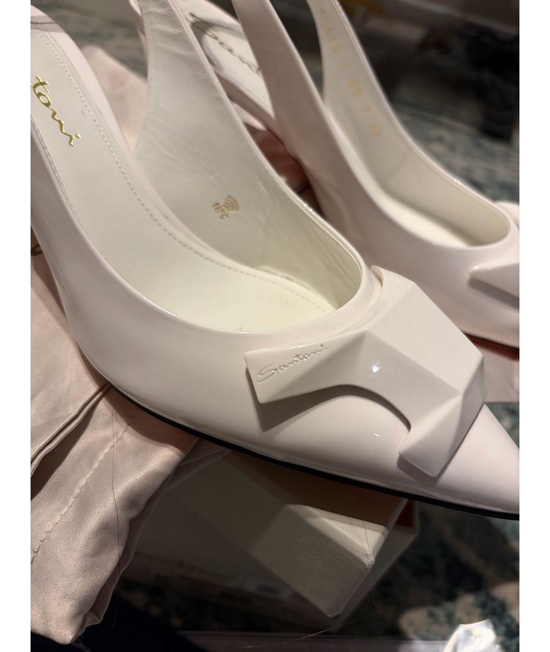 SANTONI Белые туфли из лакированной кожи, фото 2