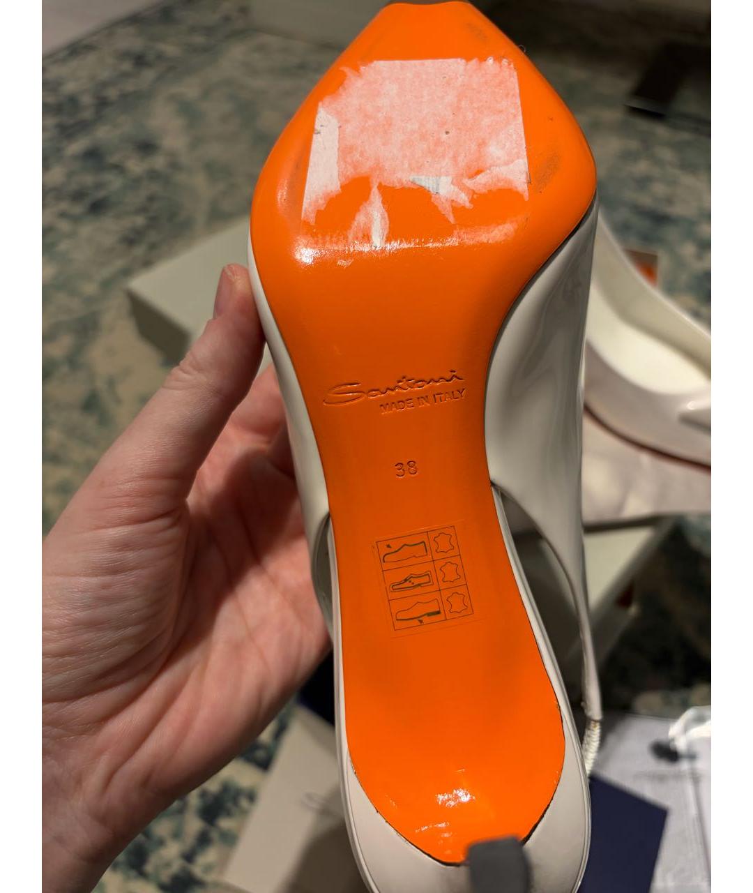 SANTONI Белые туфли из лакированной кожи, фото 3