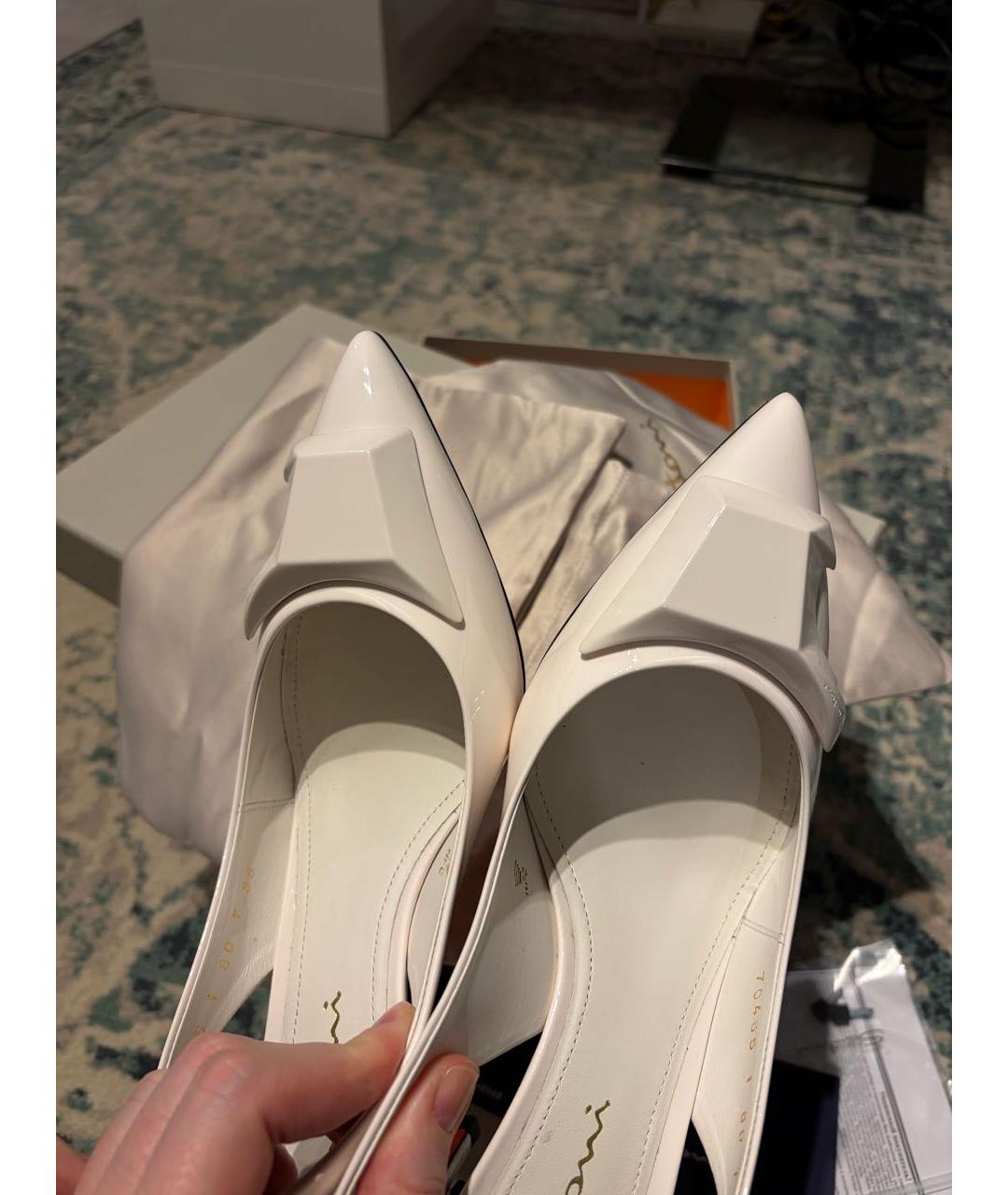 SANTONI Белые туфли из лакированной кожи, фото 4