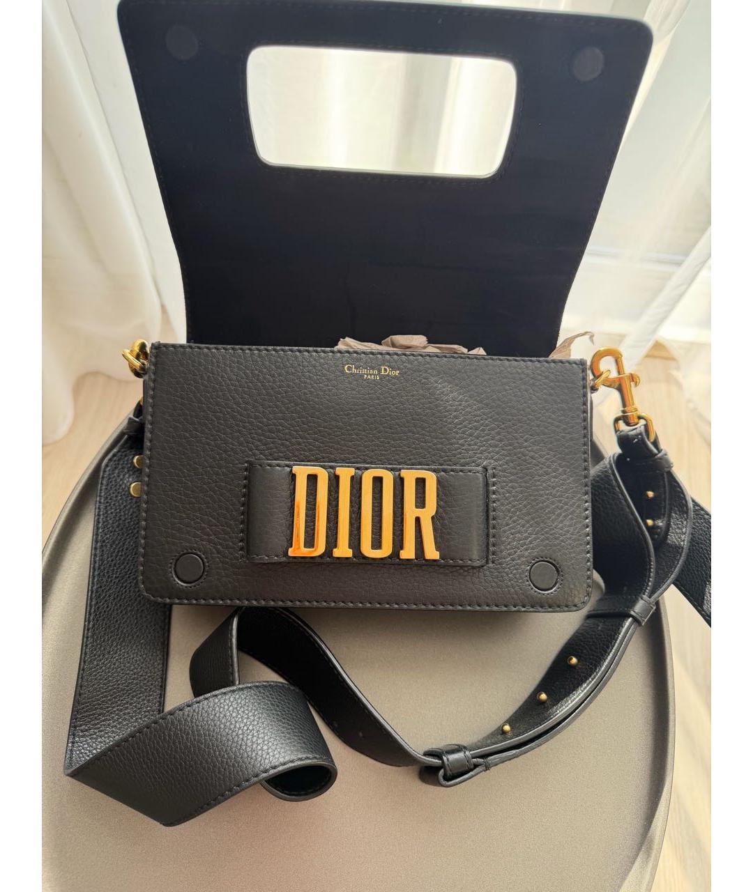 CHRISTIAN DIOR Черная кожаная сумка через плечо, фото 4