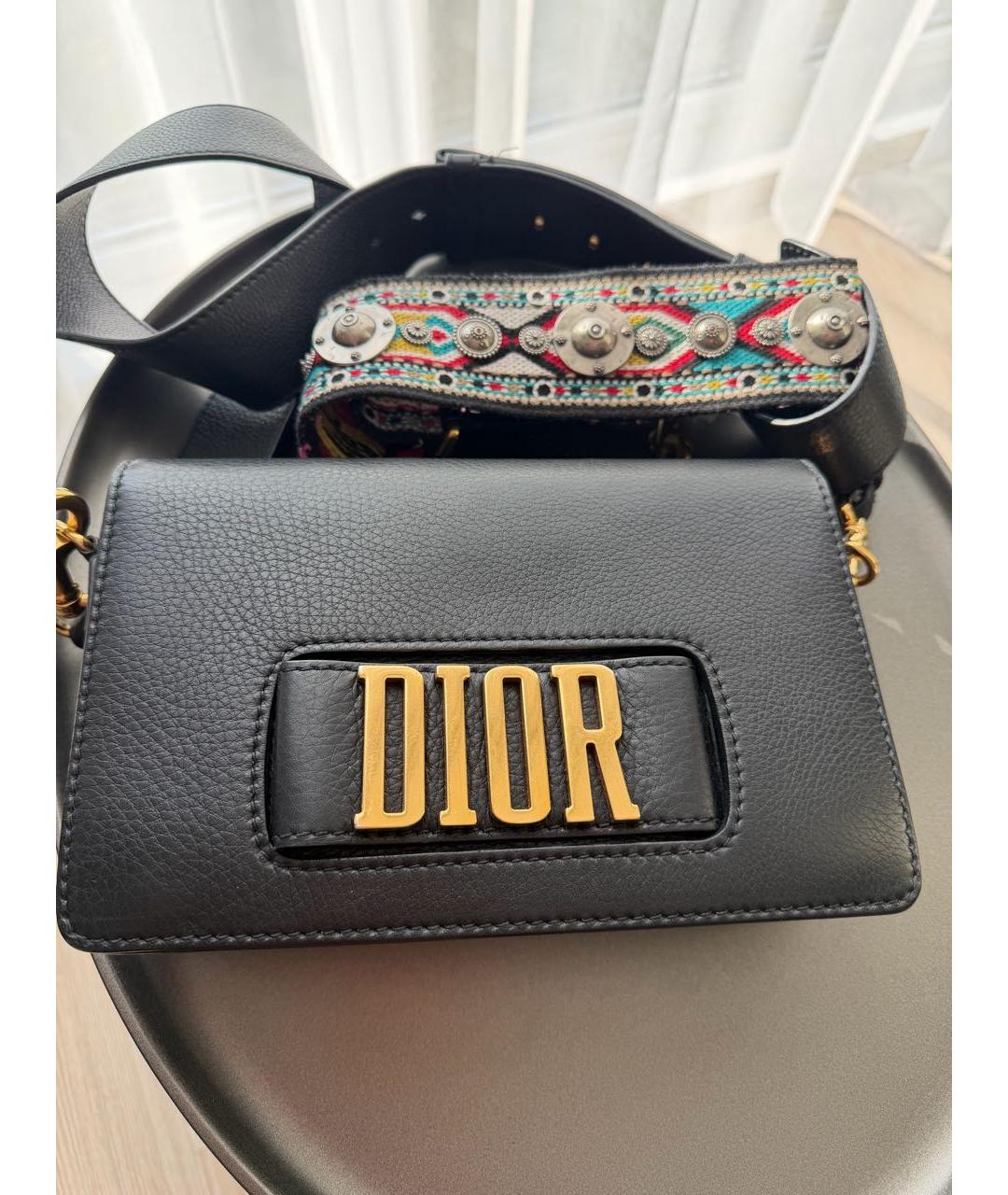 CHRISTIAN DIOR Черная кожаная сумка через плечо, фото 2