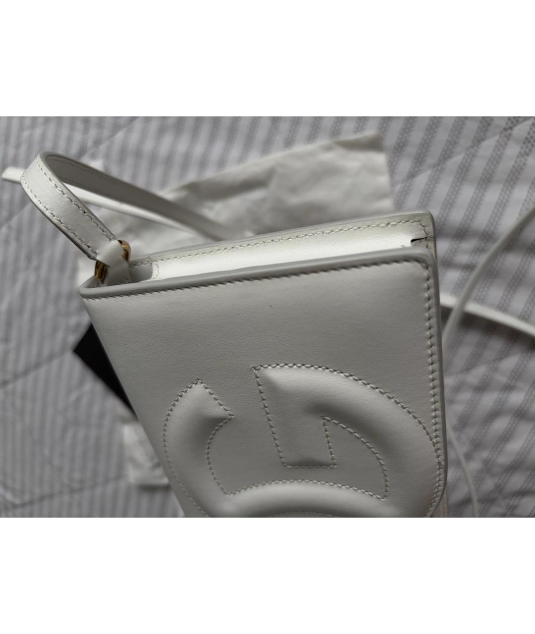 DOLCE&GABBANA Белая кожаная сумка через плечо, фото 4