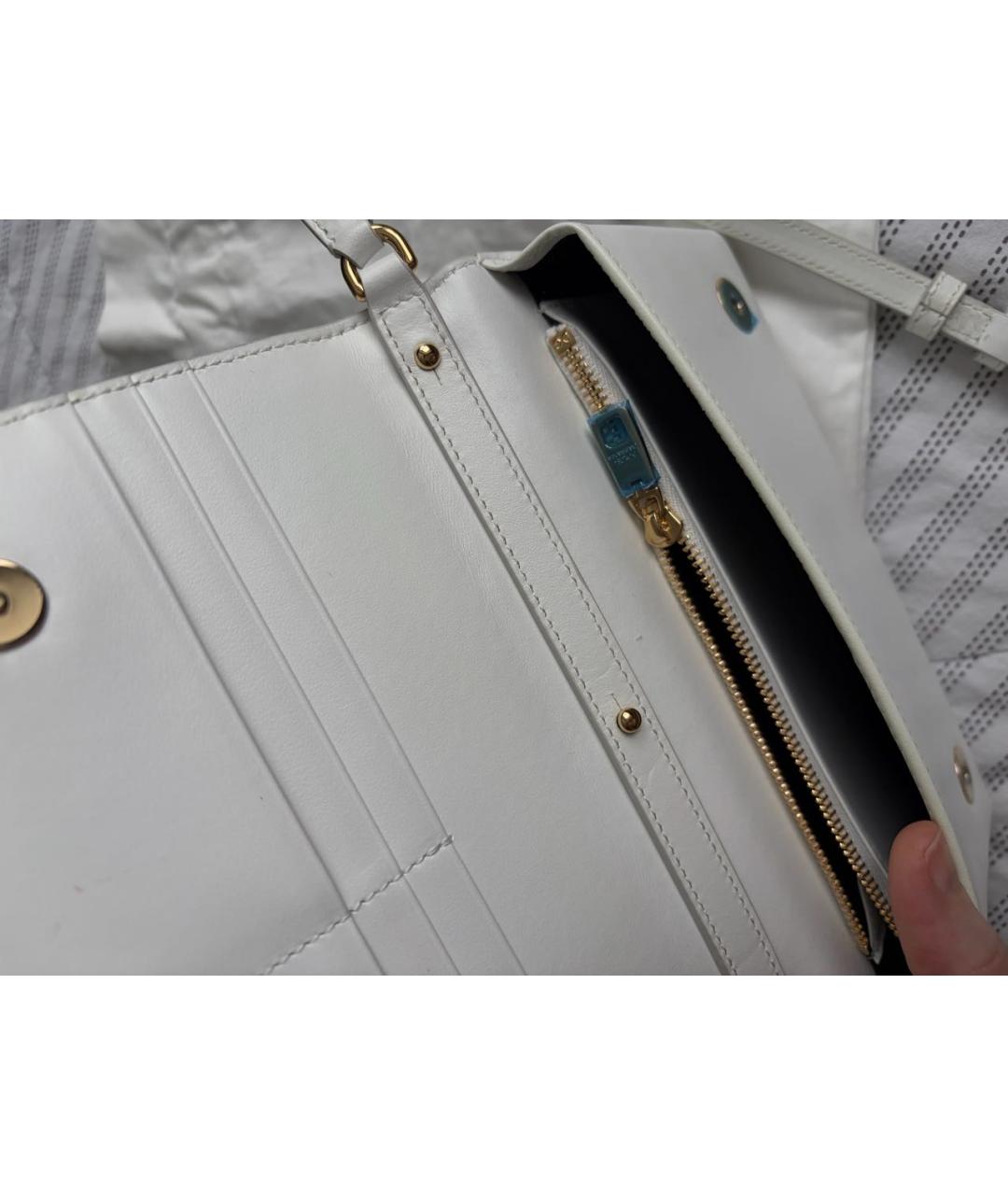 DOLCE&GABBANA Белая кожаная сумка через плечо, фото 5