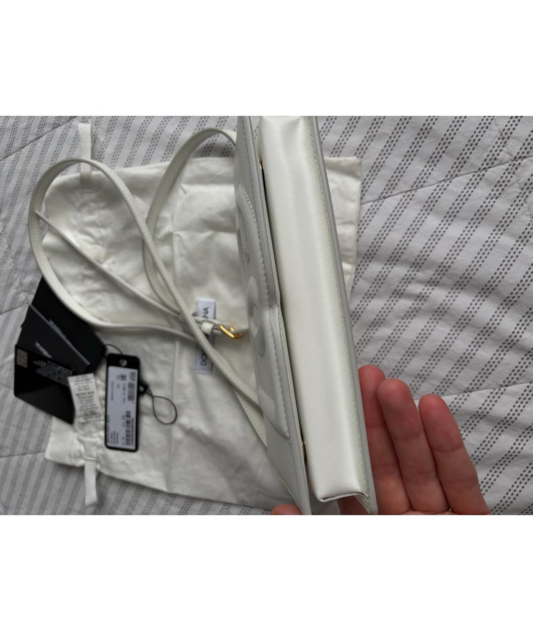 DOLCE&GABBANA Белая кожаная сумка через плечо, фото 3