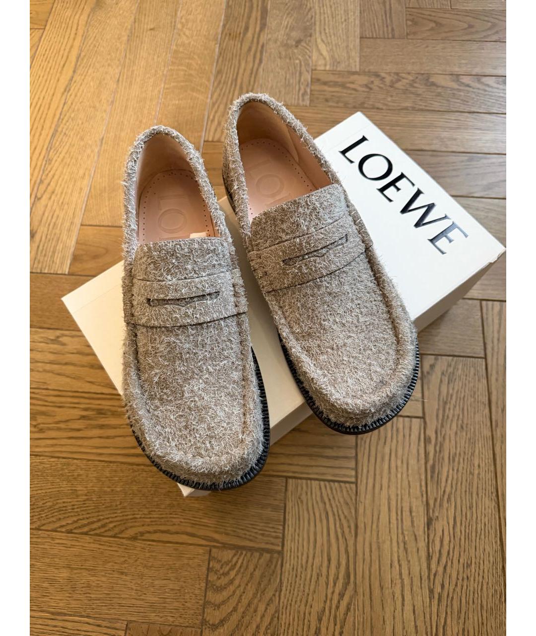 LOEWE Серые кожаные лоферы, фото 3