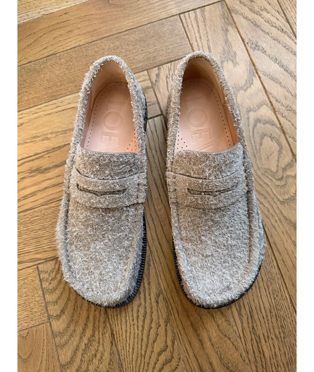 LOEWE Серые кожаные лоферы, фото 2