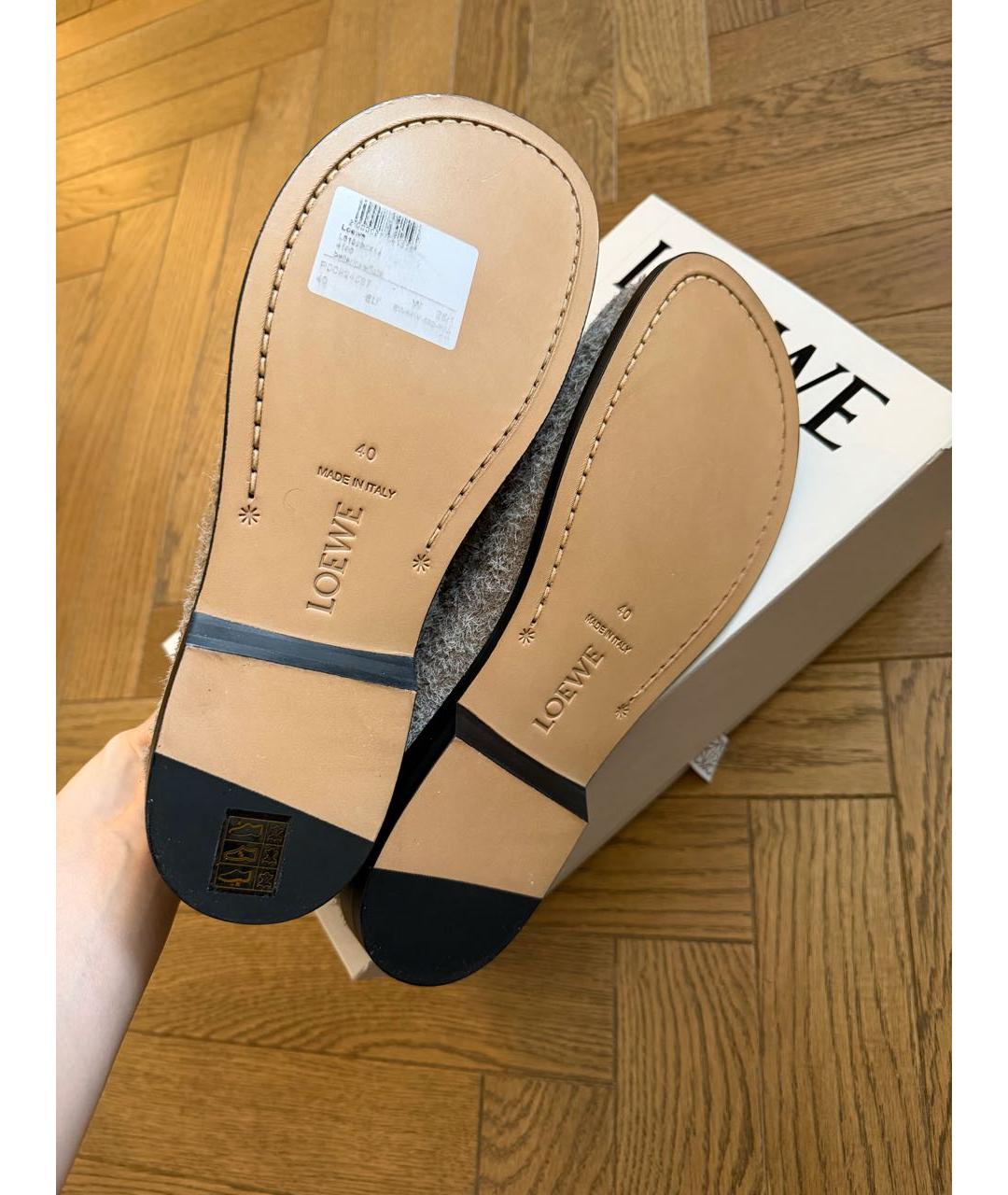 LOEWE Серые кожаные лоферы, фото 4