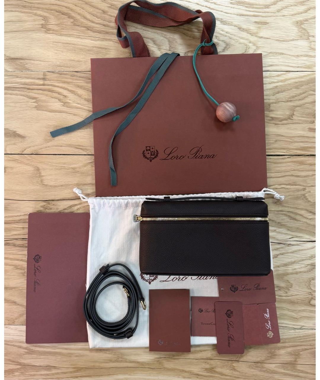 LORO PIANA Коричневая кожаная сумка тоут, фото 5