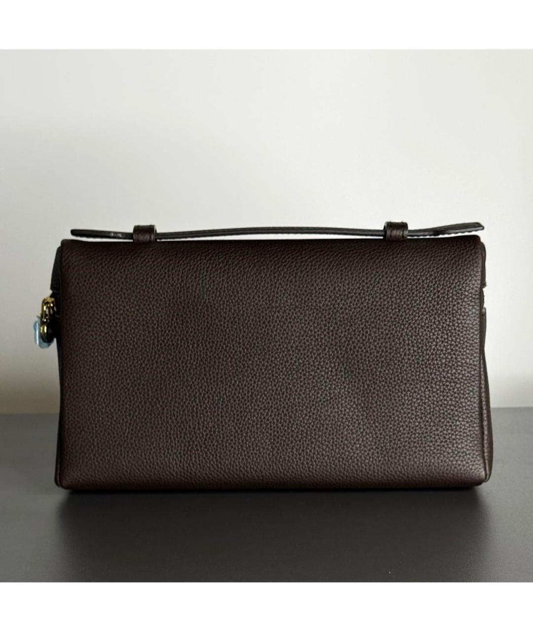 LORO PIANA Коричневая кожаная сумка тоут, фото 3