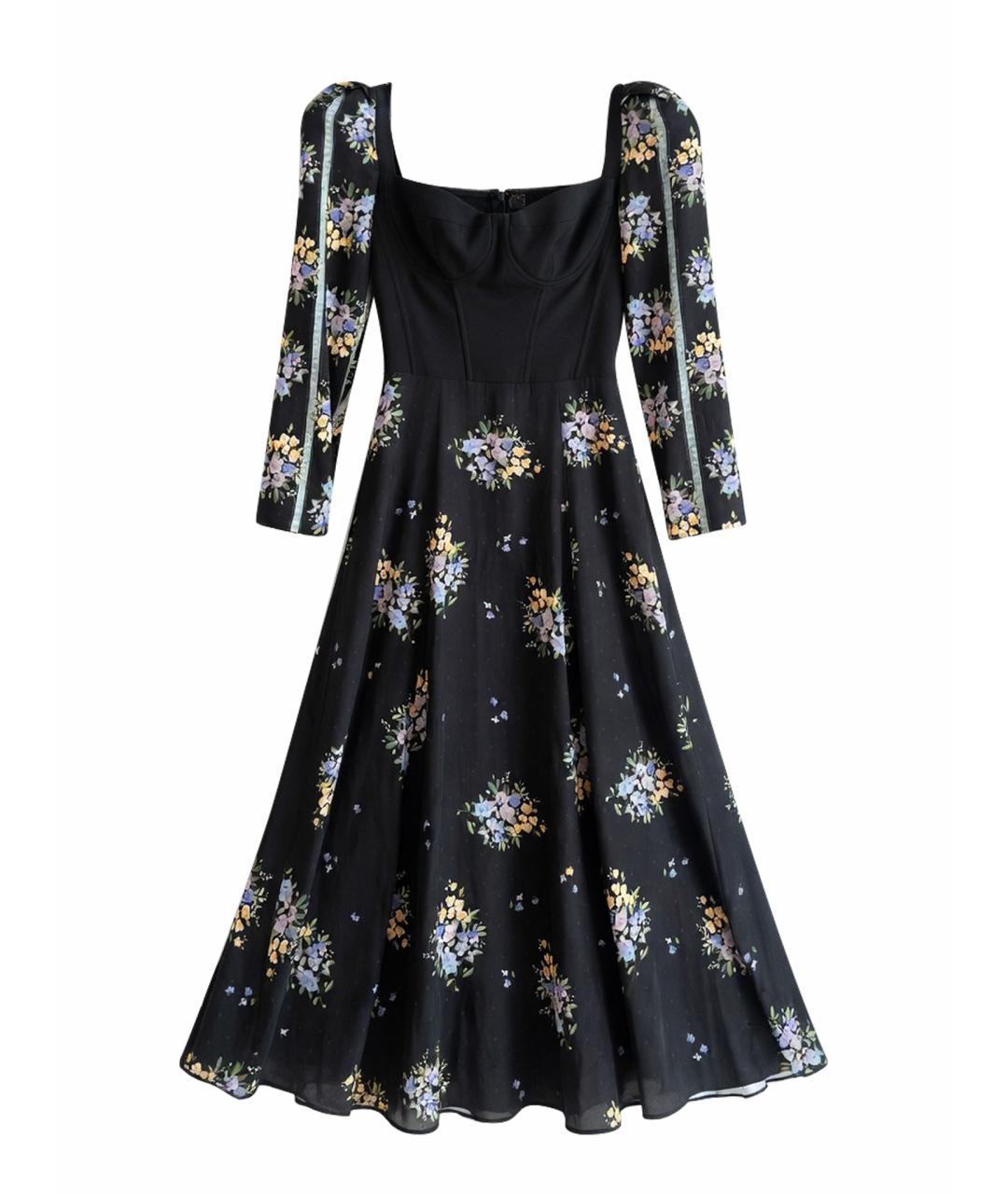 ULYANA SERGEENKO Темно-синее вискозное вечернее платье, фото 1